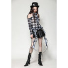 Darkinlove Women's Punk Off-the-Shoulder Ruffled Blouse