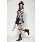 Darkinlove Women's Punk Off-the-Shoulder Ruffled Blouse