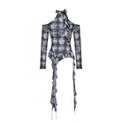 Darkinlove Women's Punk Off-the-Shoulder Ruffled Blouse