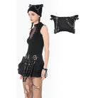 Darkinlove Women's Punk Paper Clip Cross Chained Knitted Hat