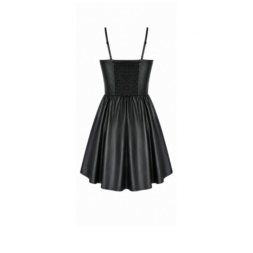 Darkinlove Women's Punk Plaid Panel Patchwork Irregular Hem Slip Dress