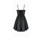 Darkinlove Women's Punk Plaid Panel Patchwork Irregular Hem Slip Dress