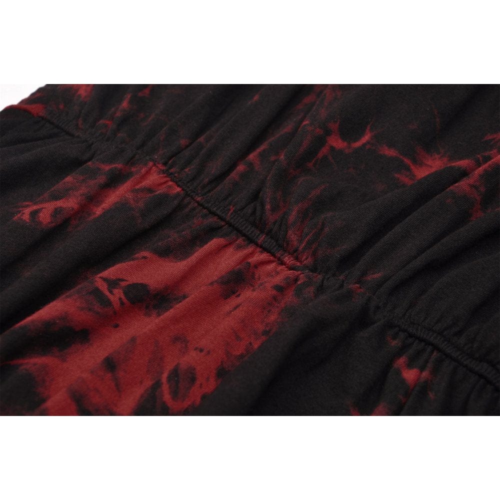 Darkinlove Women's Punk Red Tie Dye Irregular Hem Slip Dress