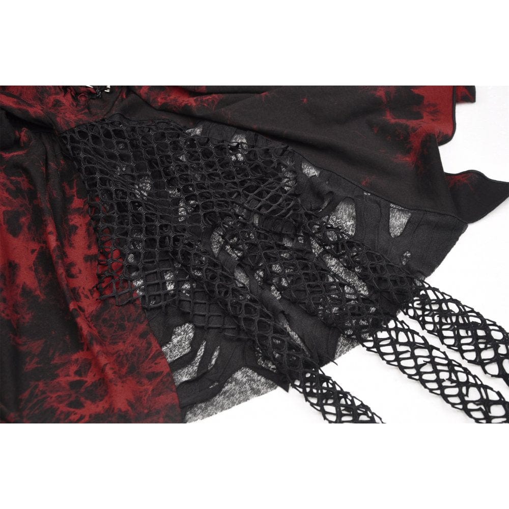 Darkinlove Women's Punk Red Tie Dye Irregular Hem Slip Dress