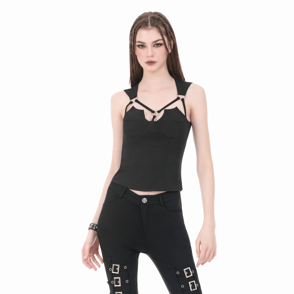 Darkinlove Women's Punk Ring Cutout Tank Top