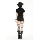 Darkinlove Women's Punk Ripped Lace-up Crop Top