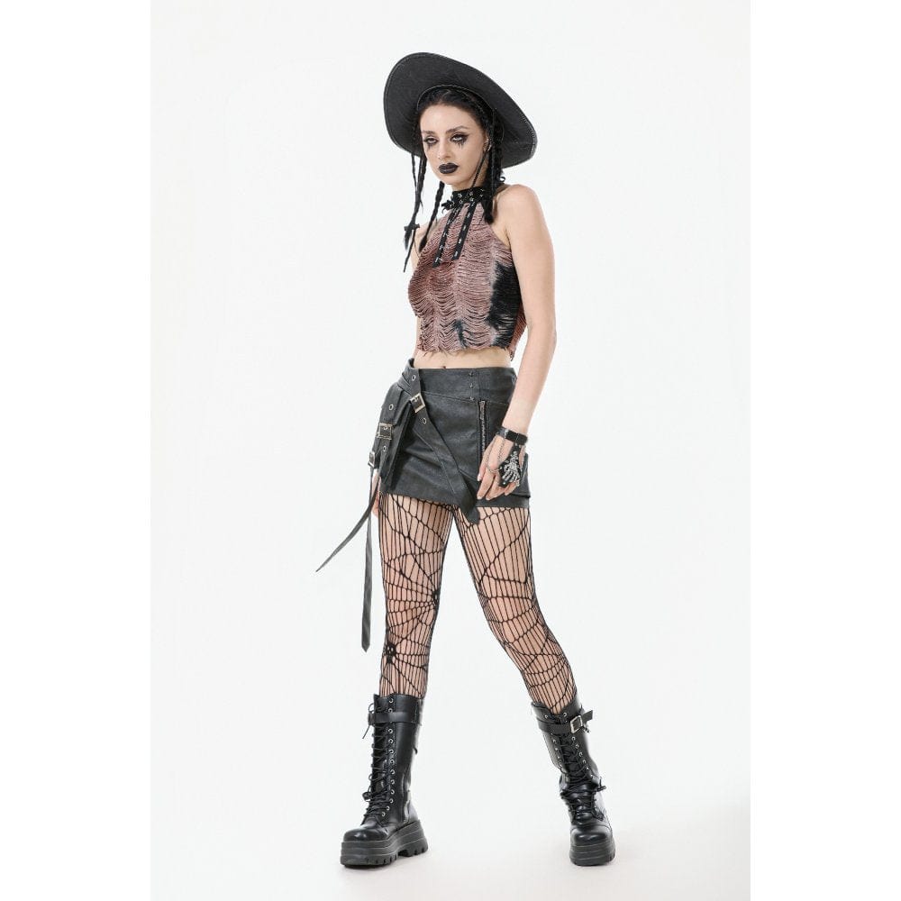 Darkinlove Women's Punk Ripped Tie-Dye Tank Top