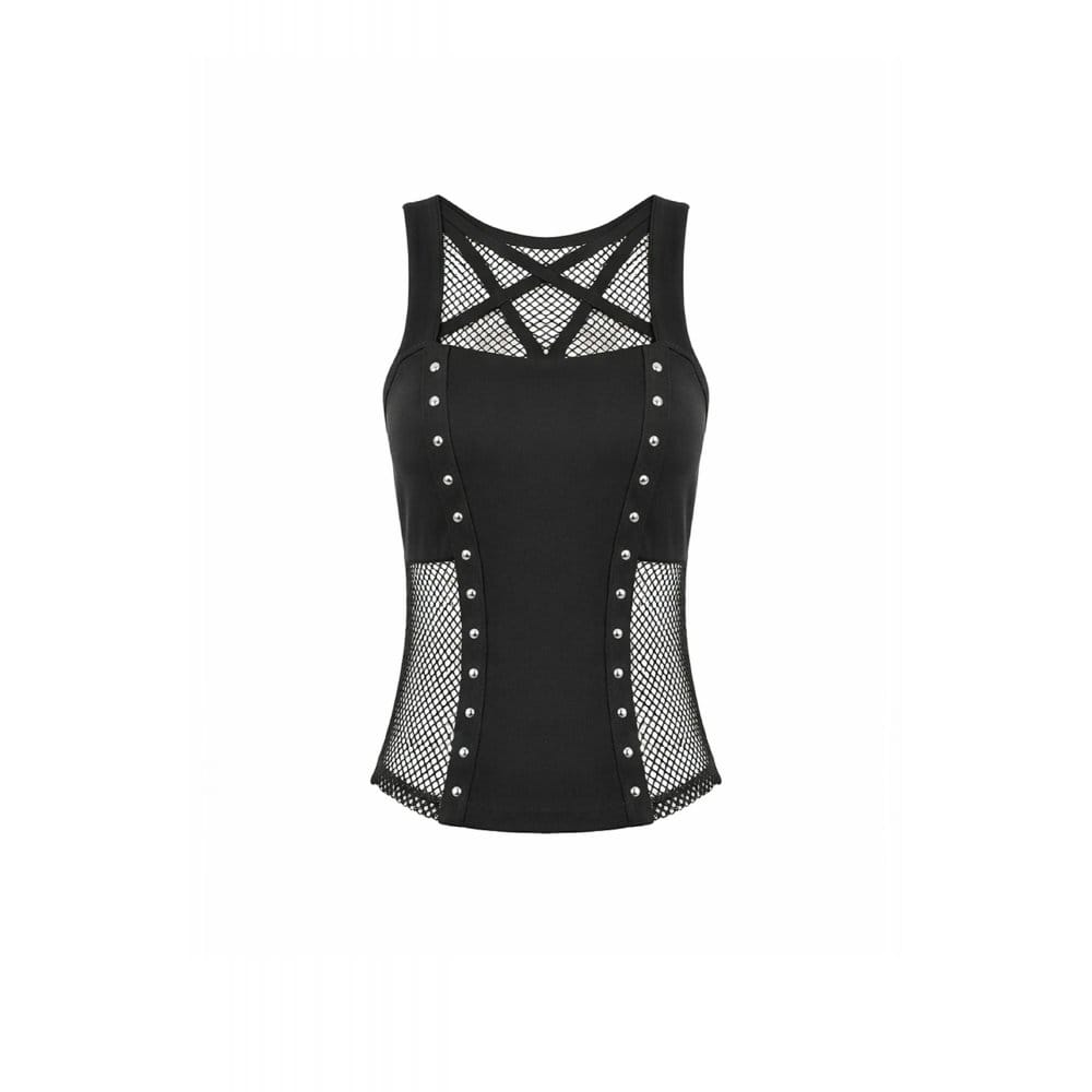 Women's Cyberpunk Studded Buckle Lace-up Tank Top – Punk Design