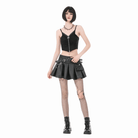 Darkinlove Women's Punk Rivet Skull Ripped Ruched Bustier