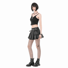 Darkinlove Women's Punk Rivet Skull Ripped Ruched Bustier