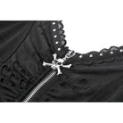 Darkinlove Women's Punk Rivet Skull Ripped Ruched Bustier