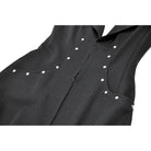 Darkinlove Women's Punk Rivets Lapel Sleeveless Long Coat
