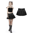 Darkinlove Women's Punk Rock Mental Chain Mini Pleated Skirt
