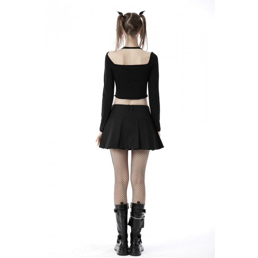 Darkinlove Women's Punk Rock Mental Chain Mini Pleated Skirt