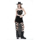 Darkinlove Damen Punk Rüschen Zerrissen High-Low Rock