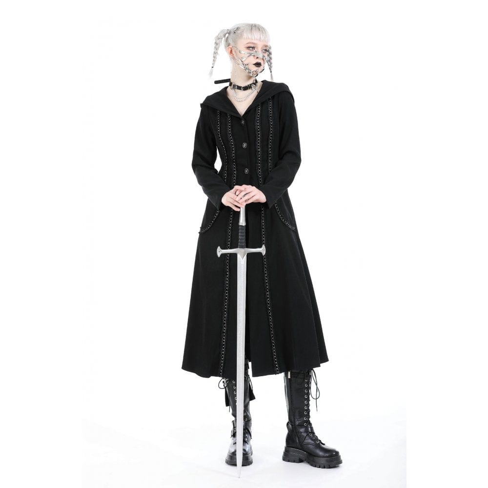 Darkinlove Women's Punk Ruffled Jacket with Hood