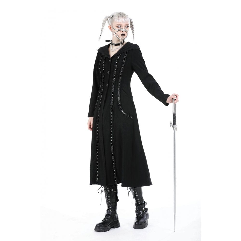 Darkinlove Women's Punk Ruffled Jacket with Hood