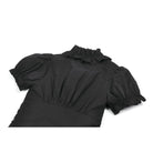 Darkinlove Women's Punk Ruffled Plunging Zipper Short Sleeve Crop Top