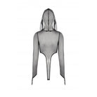 Darkinlove Women's Punk Sheer Mesh Bodysuit with Hood