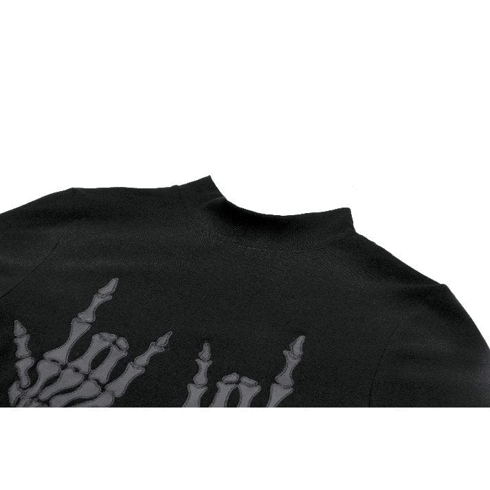 Darkinlove Women's Punk Skeleton Hand Long Sleeved Top
