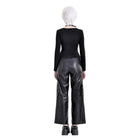 Darkinlove Women's Punk Skull Printed Eyelet V-neck Long Sleeve Top