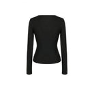 Darkinlove Women's Punk Skull Printed Eyelet V-neck Long Sleeve Top