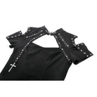 Darkinlove Women's Punk Skull Rivets Cutout Short Sleeved Shirt