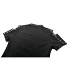 Darkinlove Women's Punk Skull Rivets Cutout Short Sleeved Shirt