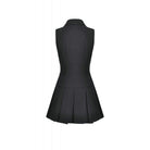 Darkinlove Women's Punk Skull Zip Turn-down Collar Sleeveless Dress