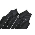 Darkinlove Women's Punk Skull Zip Turn-down Collar Sleeveless Dress