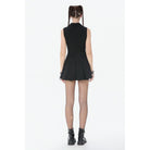 Darkinlove Women's Punk Skull Zip Turn-down Collar Sleeveless Dress