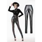 Darkinlove Women's Punk Snakeskin Diamond-textured Mesh Splice Pants