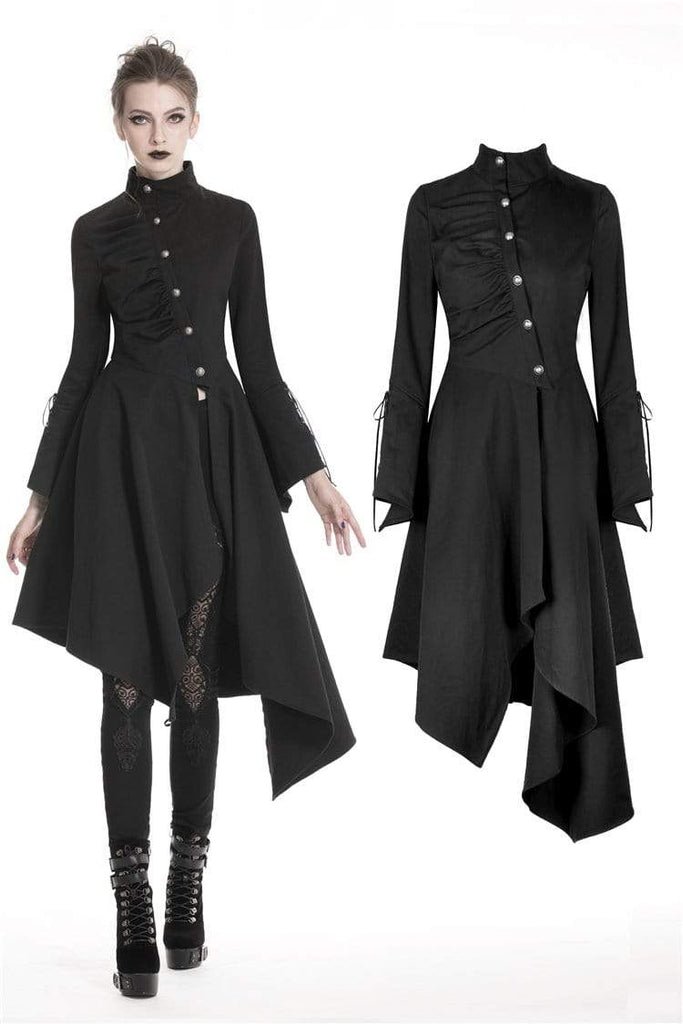 Darkinlove Women's Punk Stand Collar Long Sleeved Dresses With Oblique Asymmetrical Shape