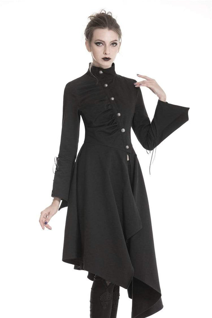 Darkinlove Women's Punk Stand Collar Long Sleeved Dresses With Oblique Asymmetrical Shape