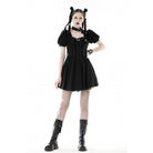 Darkinlove Women's Punk Strappy Buckle Ruffled Dress