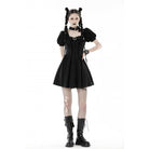 Darkinlove Women's Punk Strappy Buckle Ruffled Dress