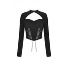 Darkinlove Women's Punk Strappy Cutout Mesh Splice Crop Top