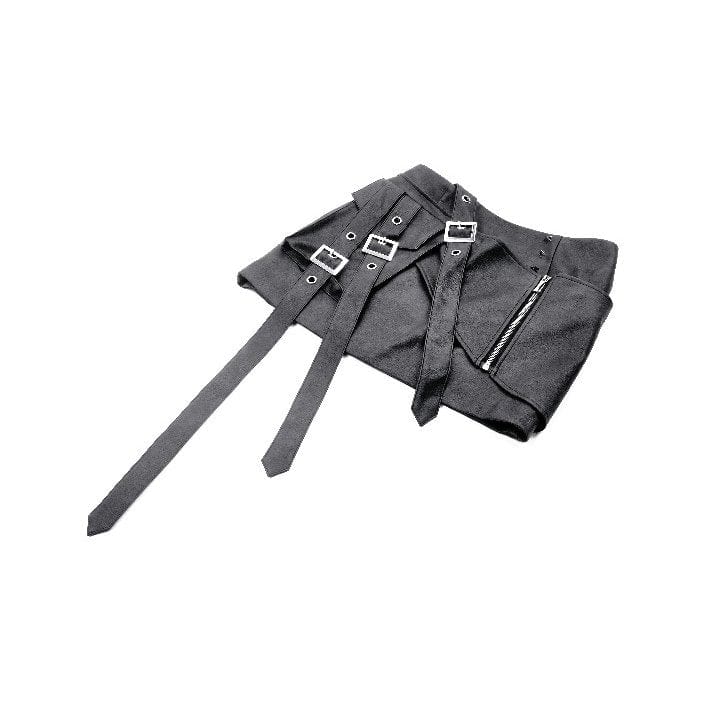 Darkinlove Women's Punk Straps Faux Leather Short Skirt