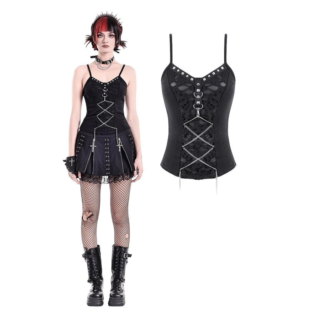 Darkinlove Women's Punk Studded Chain Camisole
