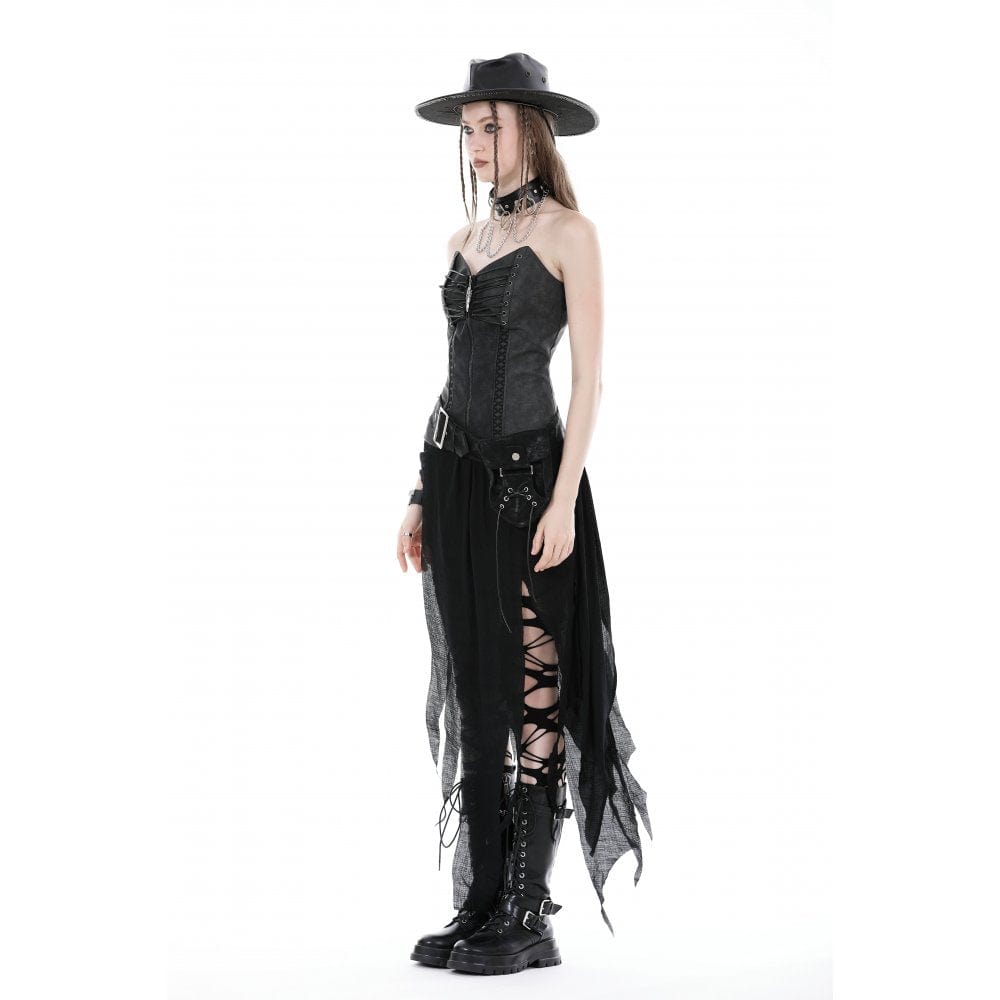 Darkinlove Women's Punk Studded Faux Leather Belt with Bag