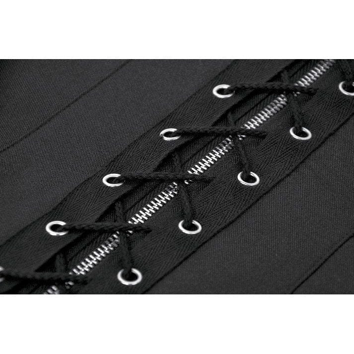 Darkinlove Women's Punk Studded Lace-up Zip Turn-down Collar Vest