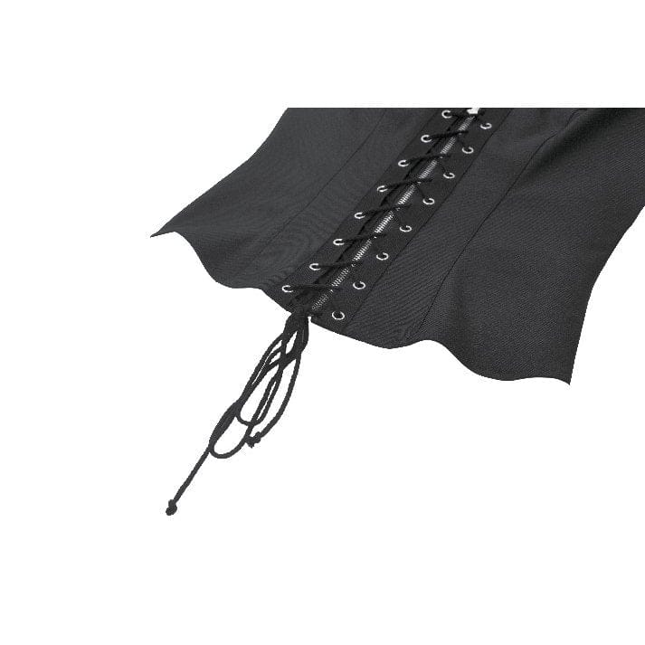 Darkinlove Women's Punk Studded Lace-up Zip Turn-down Collar Vest