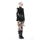 Darkinlove Women's Punk Studded Mesh Faux Leather Skirt