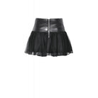 Darkinlove Women's Punk Studded Mesh Faux Leather Skirt