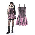 Darkinlove Women's Punk Tie-dyed Mesh Splice Slip Dress