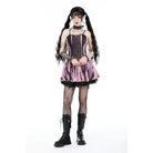 Darkinlove Women's Punk Tie-dyed Mesh Splice Slip Dress