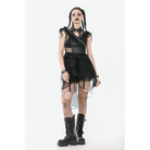 Darkinlove Women's Punk  V-neck Multilayered Mesh Dress