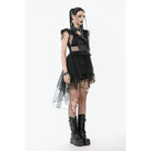 Darkinlove Women's Punk  V-neck Multilayered Mesh Dress