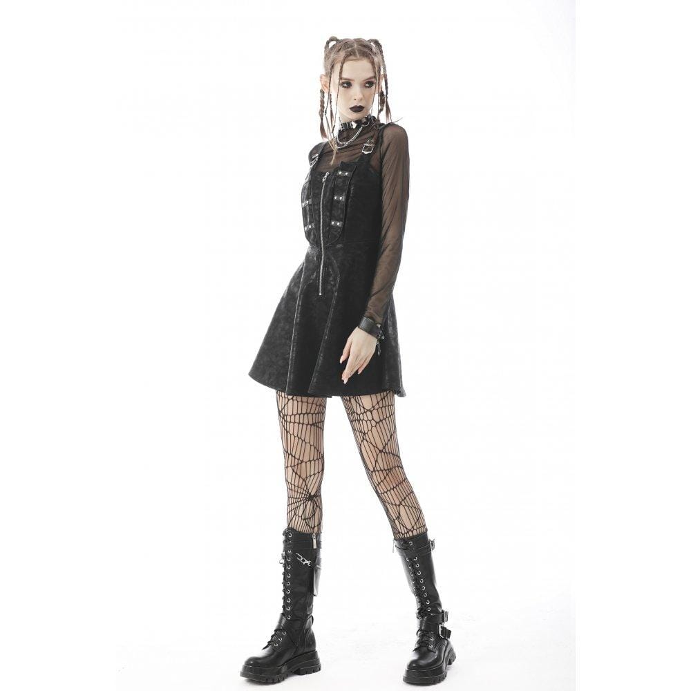 Vestido lencero de piel sintética con cremallera estilo punk de Darkinlove para mujer