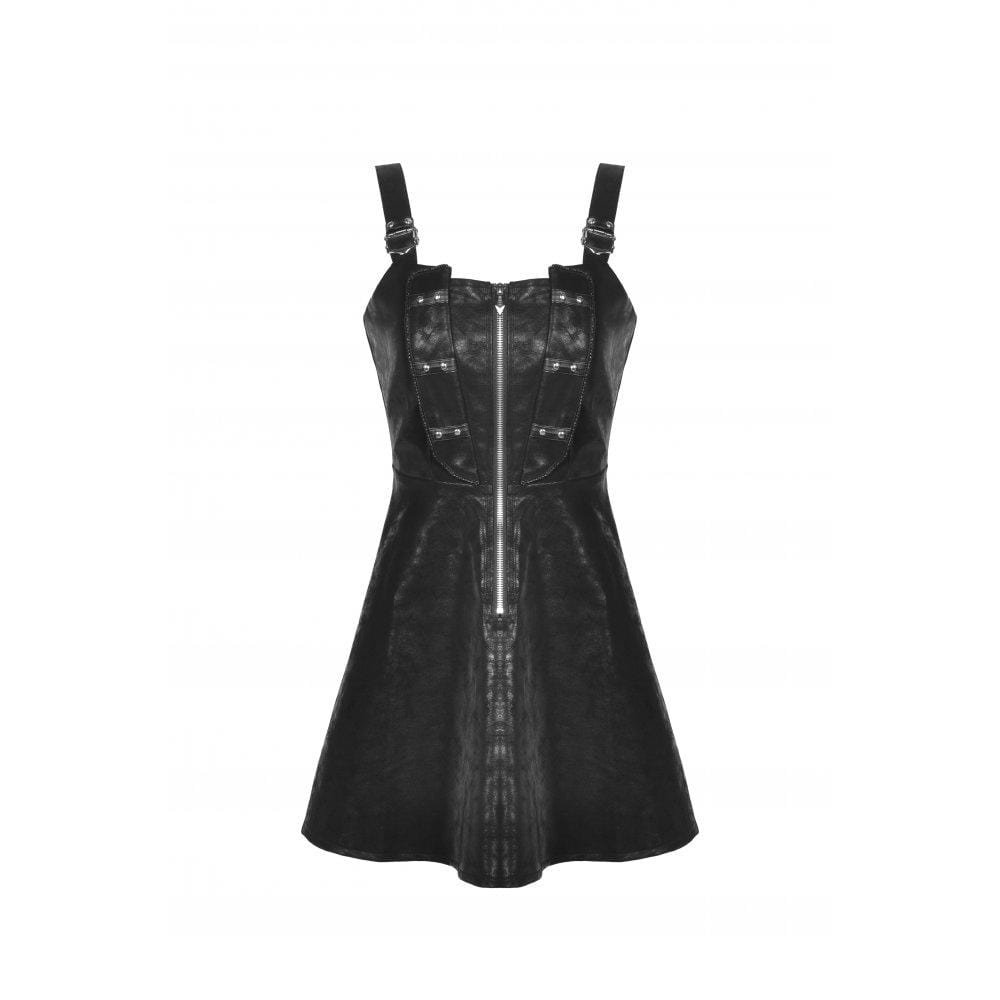 Vestido lencero de piel sintética con cremallera estilo punk de Darkinlove para mujer